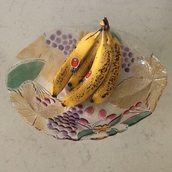 Colorful Embossed Glass Serving Bowl Display Platter Large - Picture 1 of 3